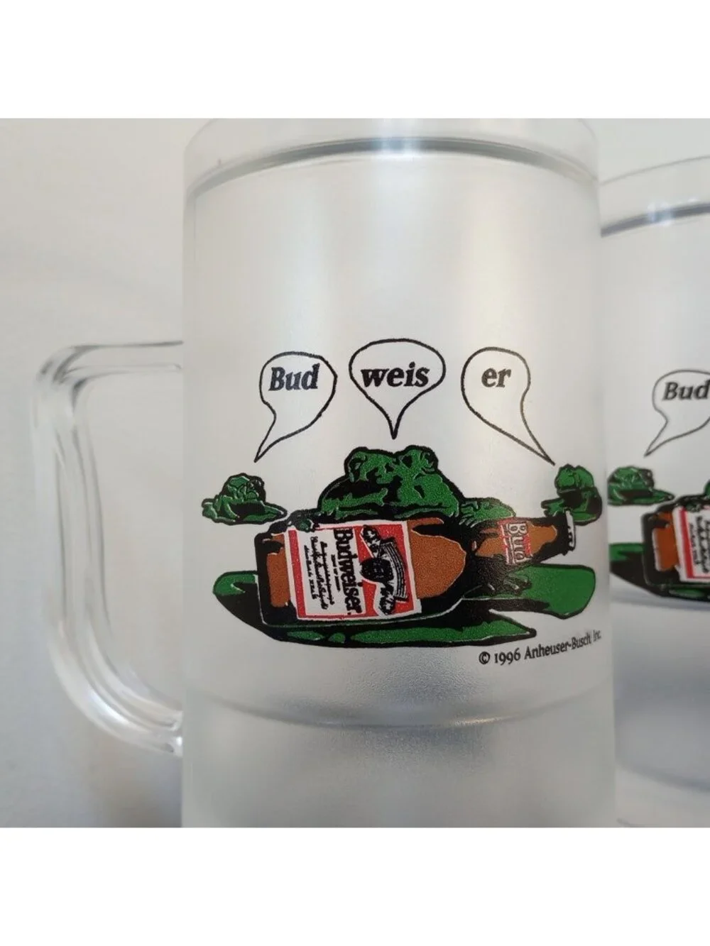 1996 Budweiser Frogs Freezer Mugs Cups Vintage 90s Beer Advertising Set of 4